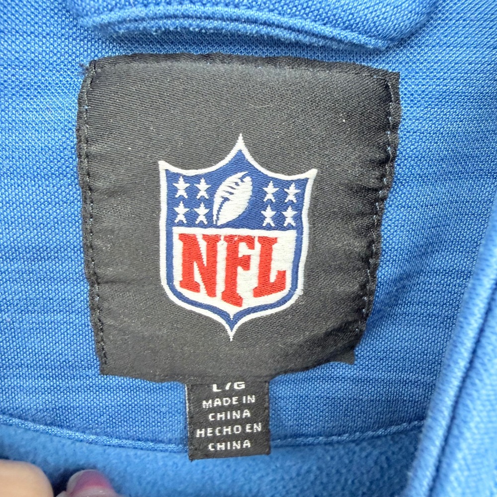 NFL Detroit Lions Quarter Zip Fleece Pullover Blue Mens Large - Picture 4 of 7